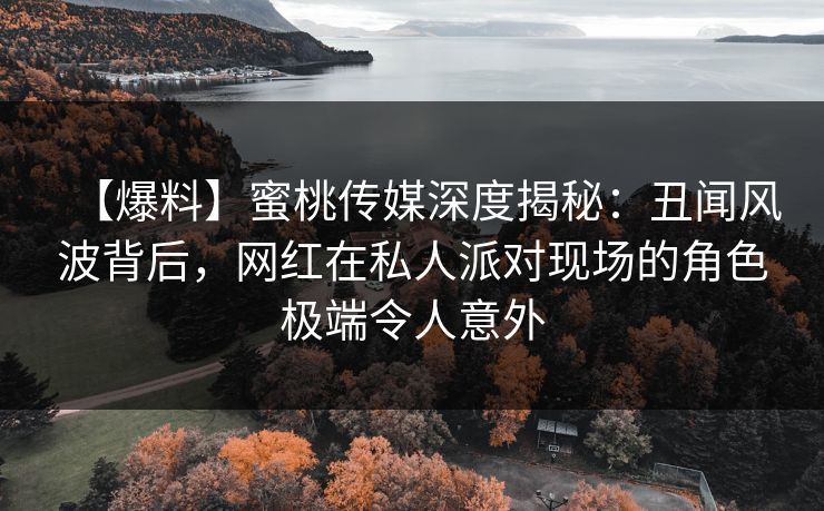 【爆料】蜜桃传媒深度揭秘：丑闻风波背后，网红在私人派对现场的角色极端令人意外